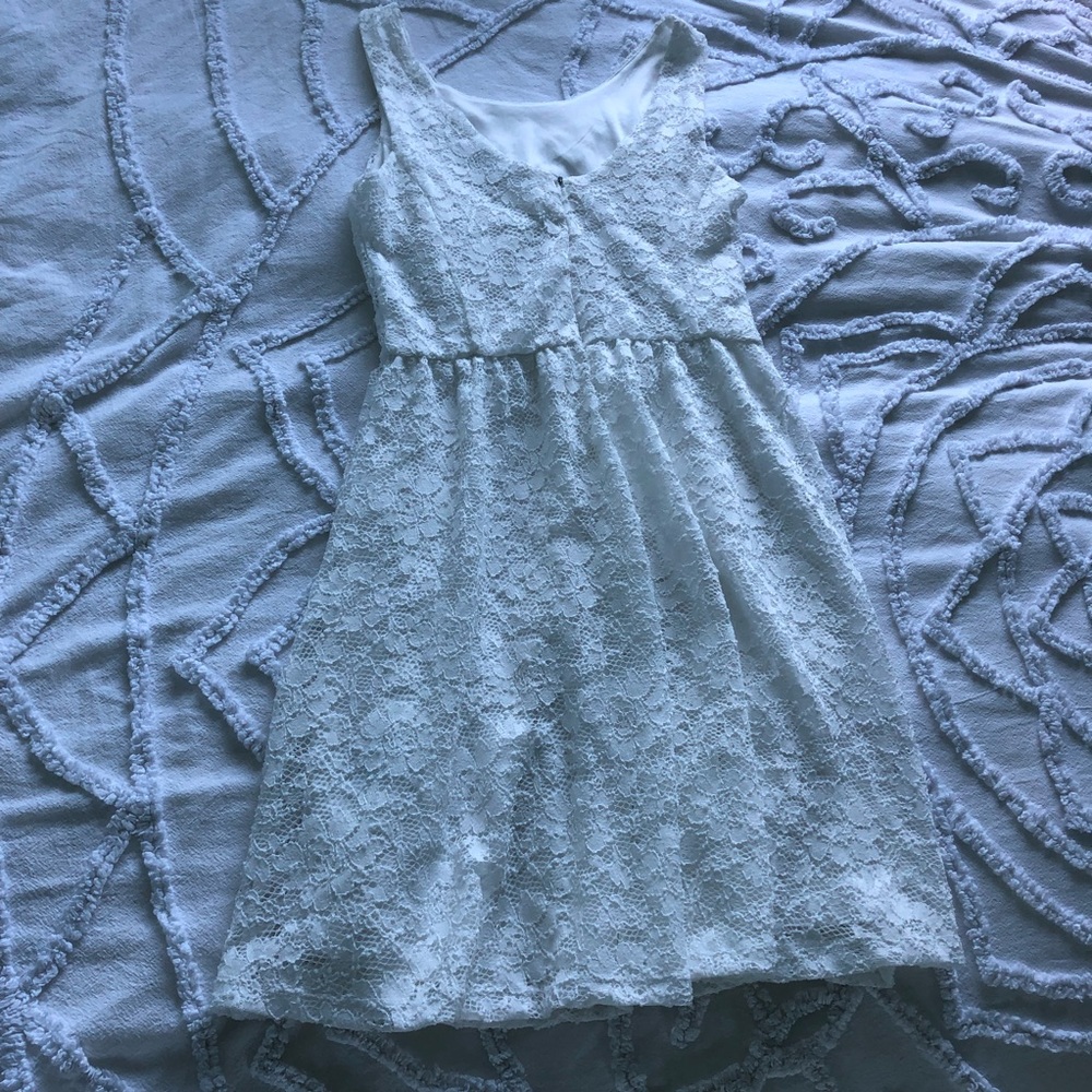 Nordstrom White Lace High Neck Skater Dress Nwot View 2